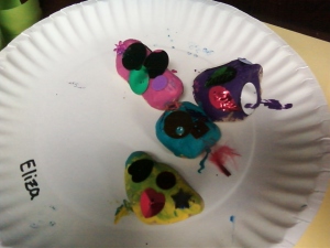 I was told that these pet rocks were modeled after the monsters in "Monsters Inc." :)  Very creative.