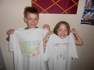 showing off their shirts